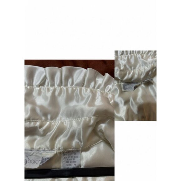 B by Barad Vtg 1980s Ivory Satin Ruffled Princess Length Night Gown Nighty Sz M - Picture 5 of 5